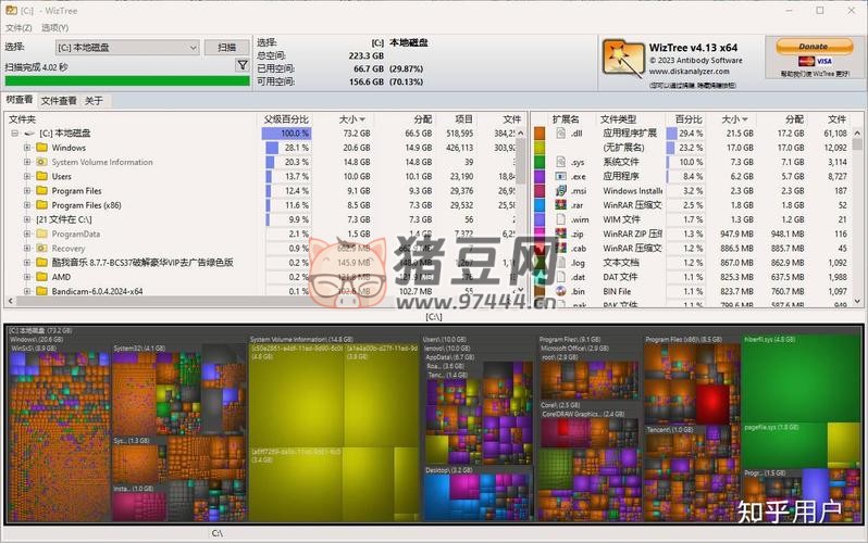 WizTree v4.17 漢化去廣告便攜版 查找大文件工具