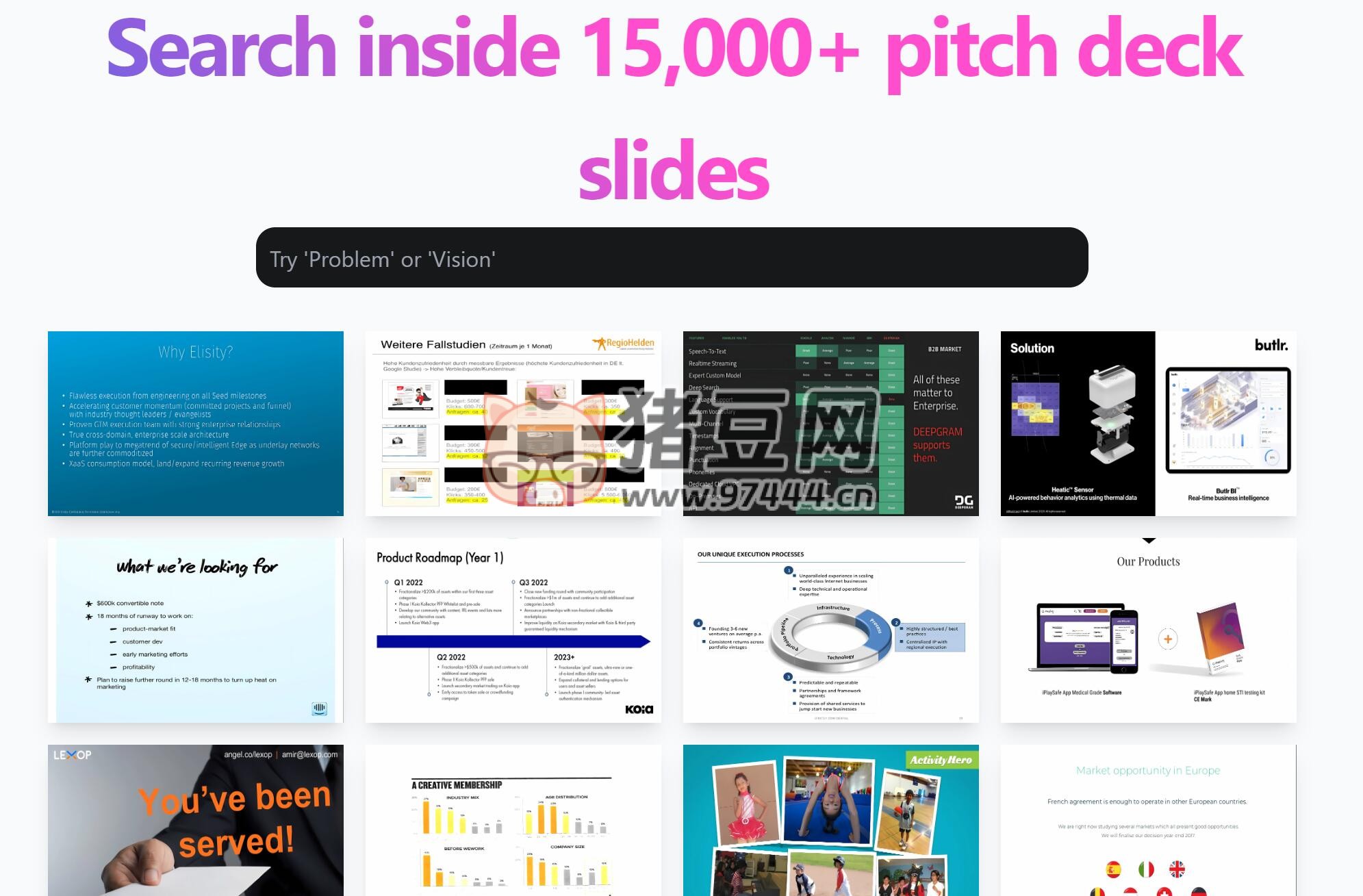 SearchTheDeck：15000 多張融資幻燈片圖片