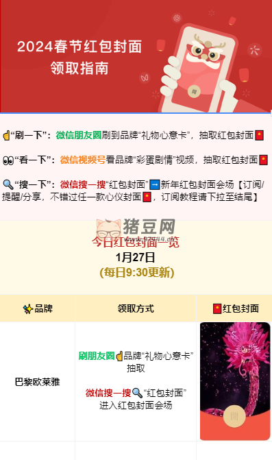 2024 春節(jié)紅包封面領(lǐng)取指南