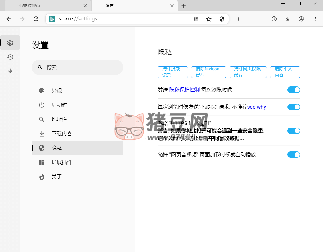 小蛇瀏覽器 v1.0.9 綠色便攜版
