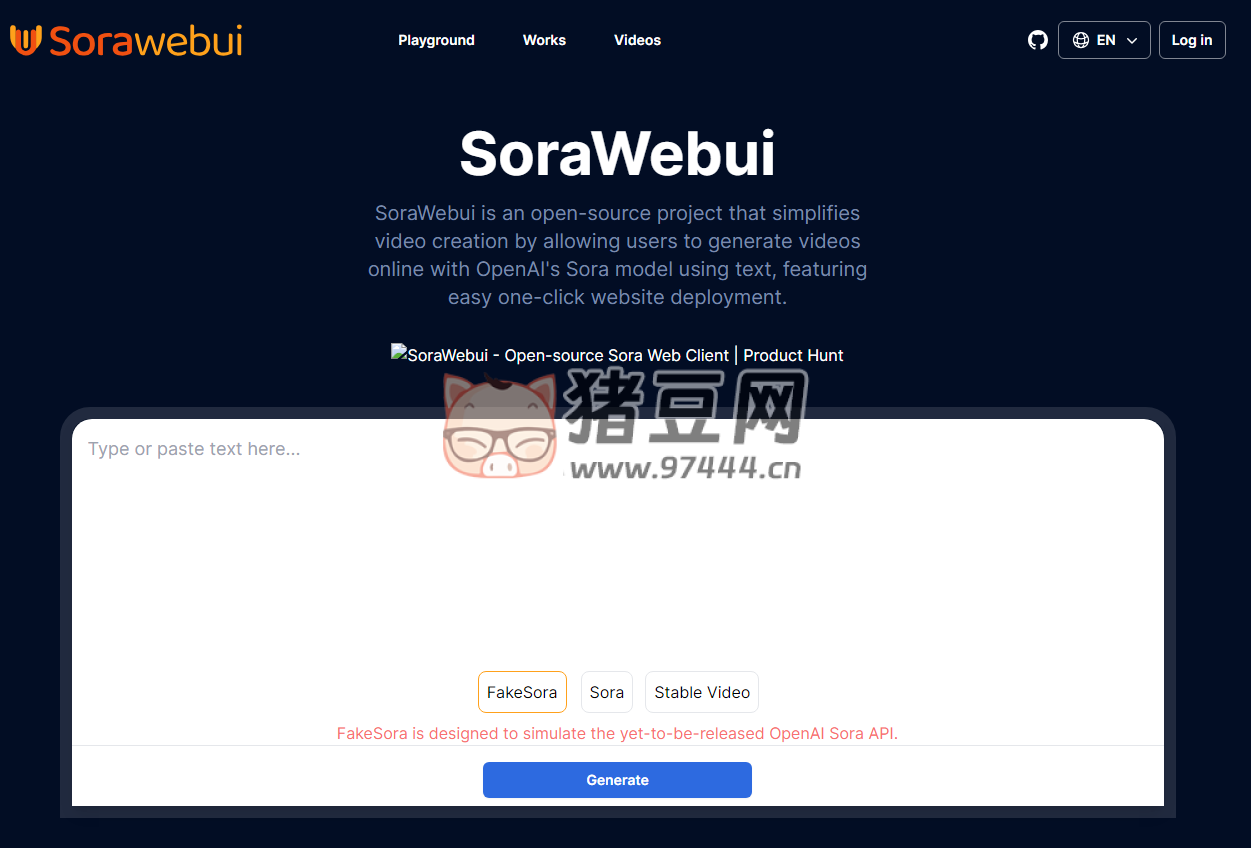 SoraWebui：開源 Sora Web 客戶端文本在線生成視頻