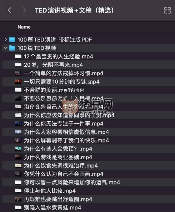 100 篇 TED 演講視頻 + 文稿（精選）