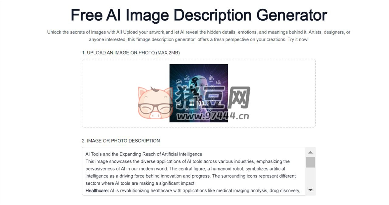 AI Image Description Generator：一個基于 AI 的說圖解圖工具