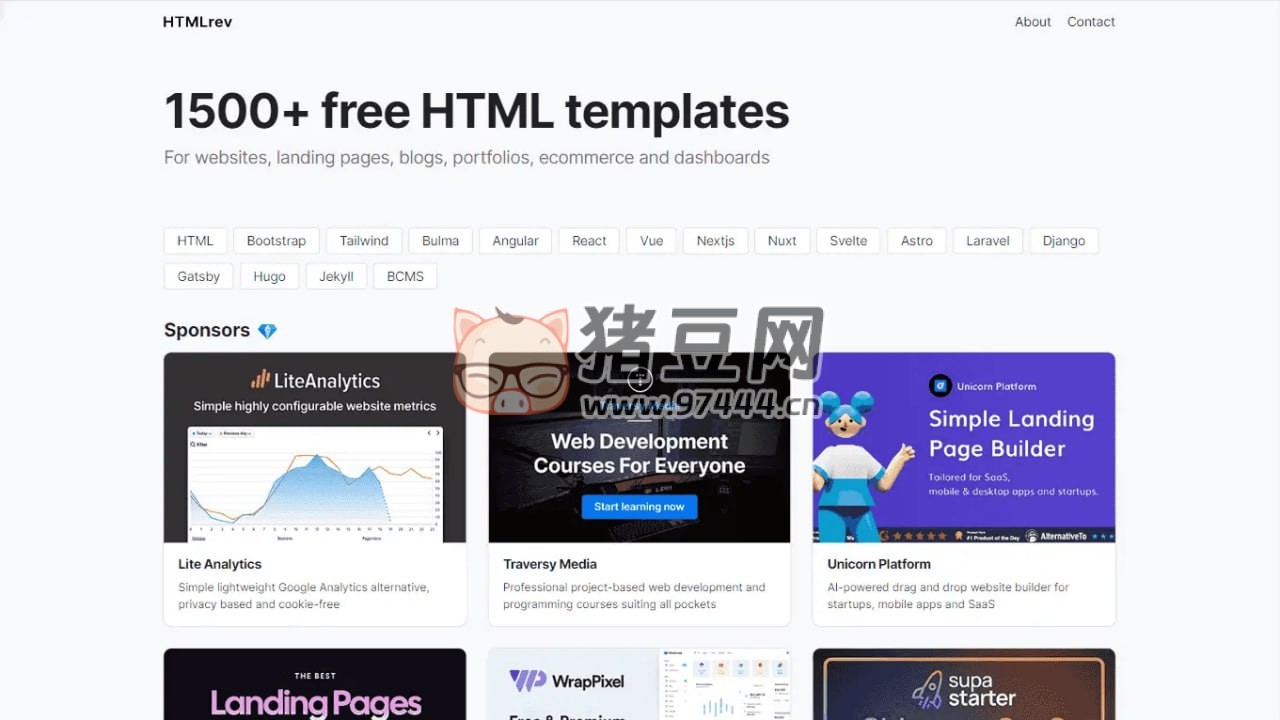 HTMLrev：超過(guò) 1500 個(gè) HTML 模板免費(fèi)下載
