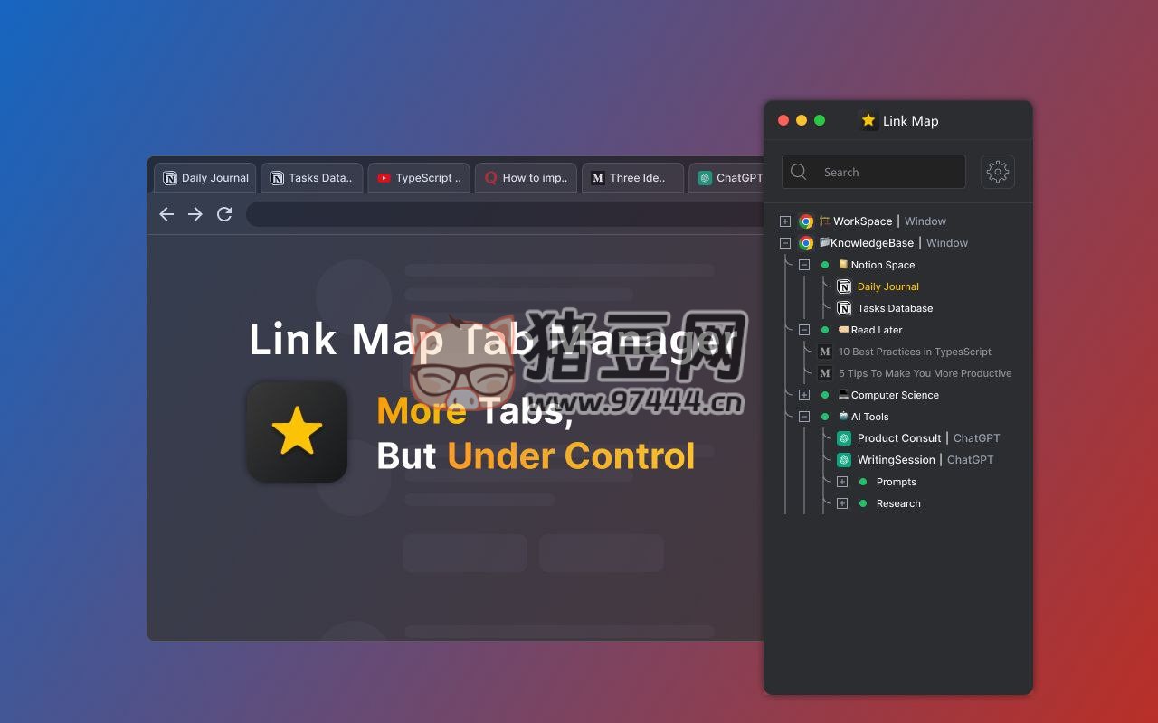 Link Map v1.1.5 一個瀏覽器垂直樹形標(biāo)簽側(cè)邊欄插件