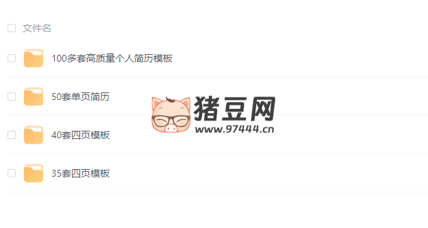 100 多套高質(zhì)量個人簡歷模板