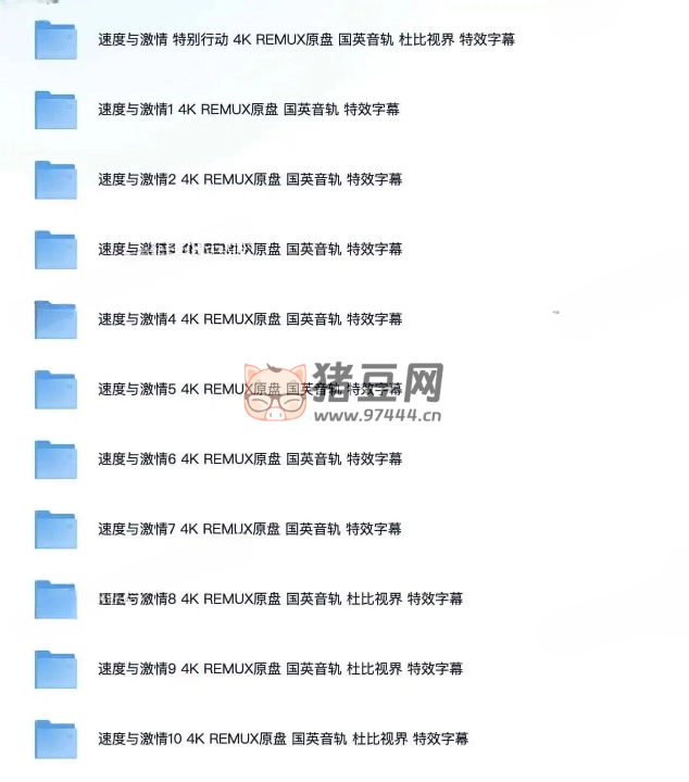速度與激情系列 11 部合集 4K REMUX 原盤 國英雙語音軌
