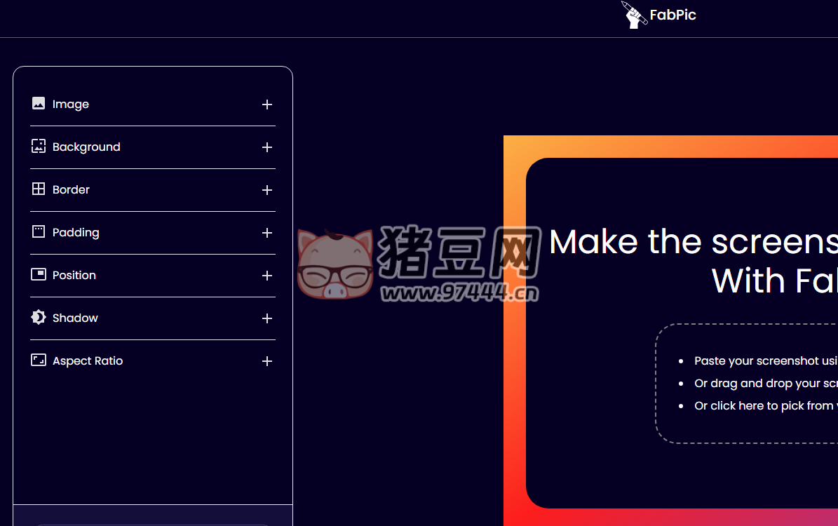 FabPic：一款專注于截圖美化的在線工具