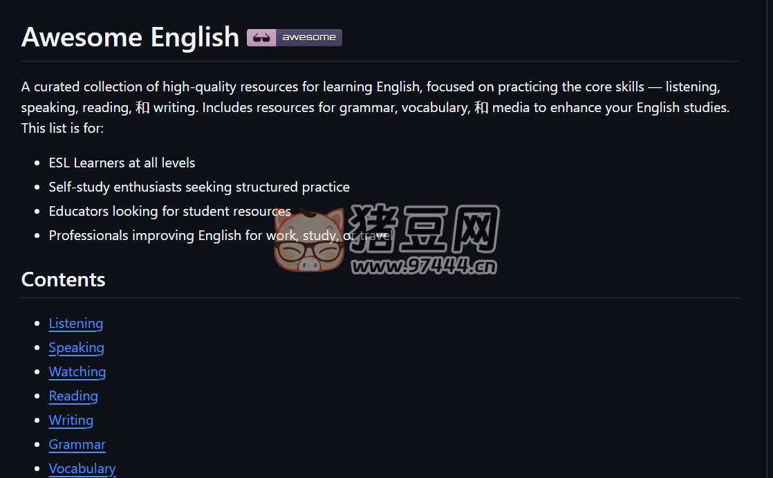 Awesome English：很棒的開(kāi)源英語(yǔ)學(xué)習(xí)資源合集