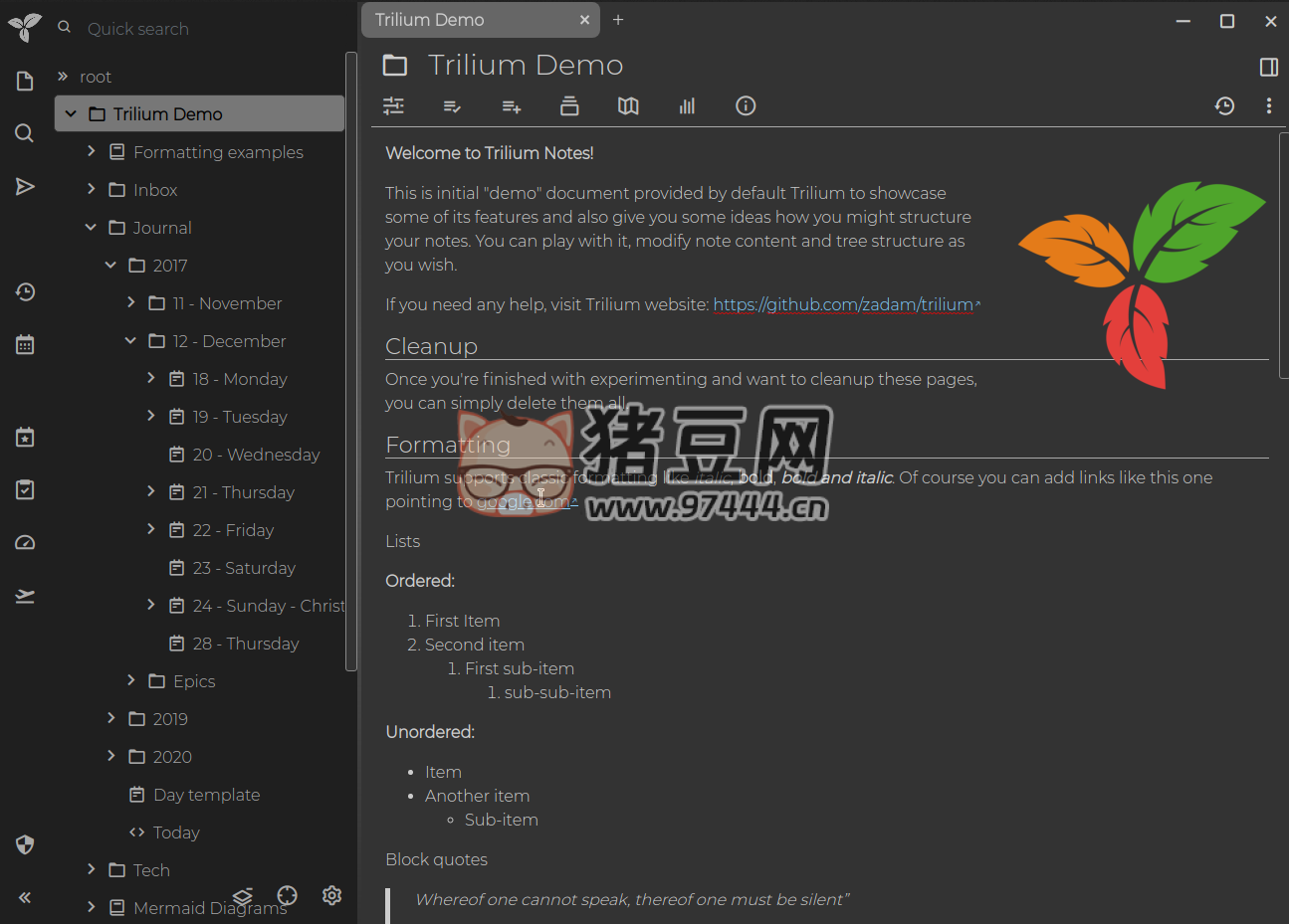 Trilium：開源免費(fèi)的分層筆記應(yīng)用程序