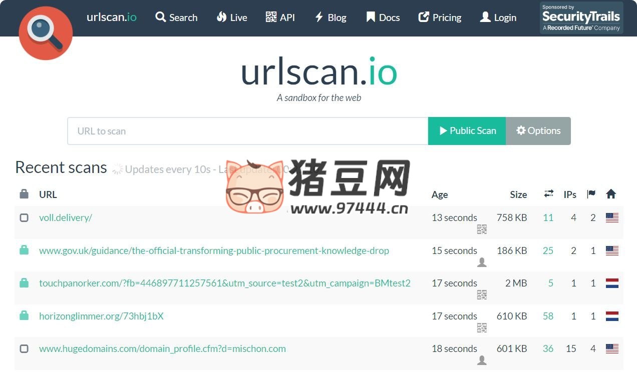 Urlscan：免費(fèi)網(wǎng)站掃描工具，在線檢測網(wǎng)頁鏈接相關(guān)信息