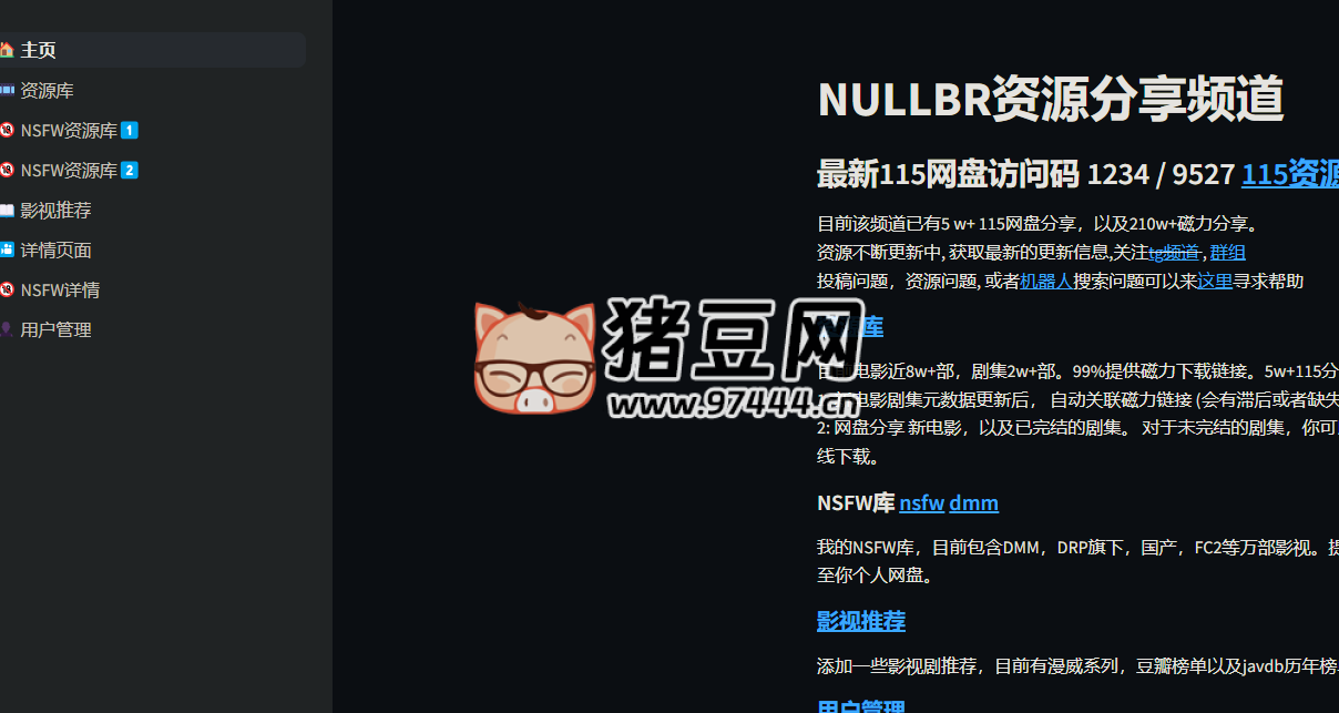NULLBR 資源分享頻道：一個(gè)提供 115 網(wǎng)盤資源及磁力下載資源的專業(yè)網(wǎng)站平臺(tái)